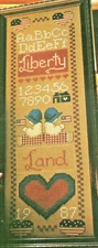Liberty Land Patriotic Sampler Cross Stitch Pattern Chart from a publication