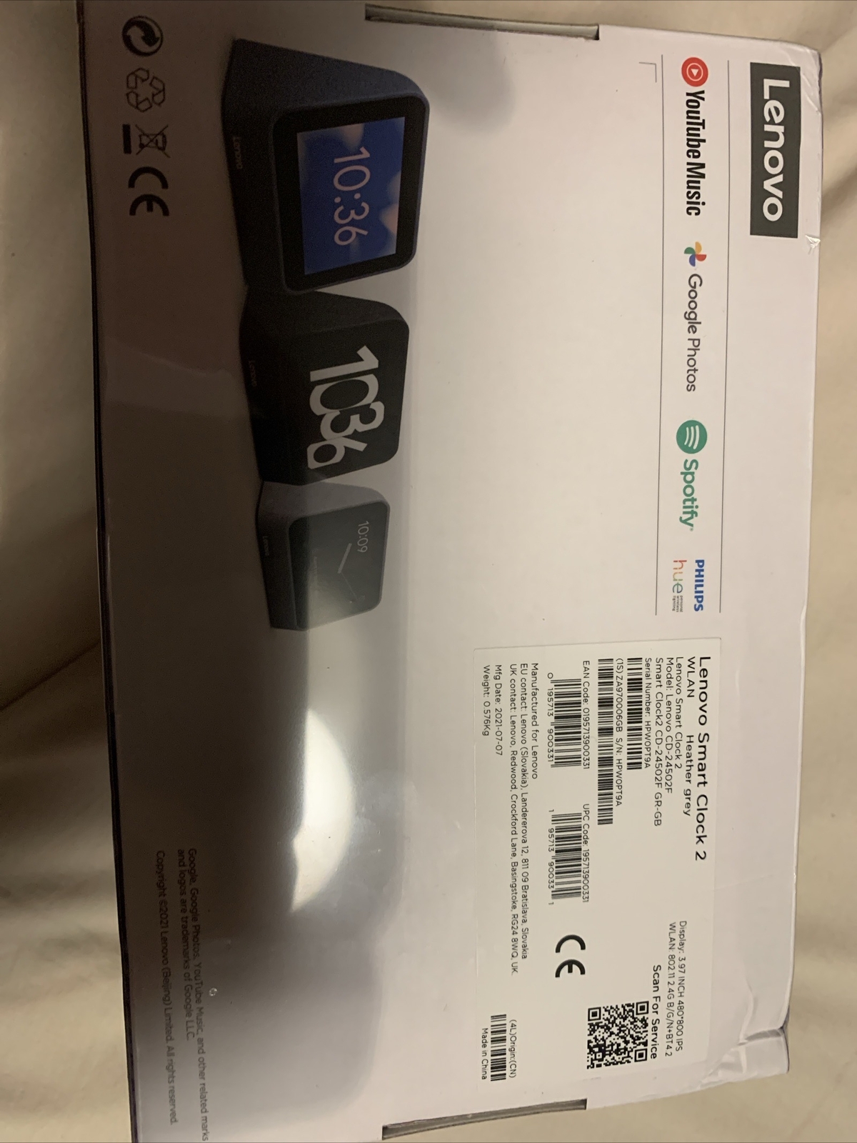 Lenovo Smart Alarm Clock Essential With Alexa WiFi Speaker Radio Misty