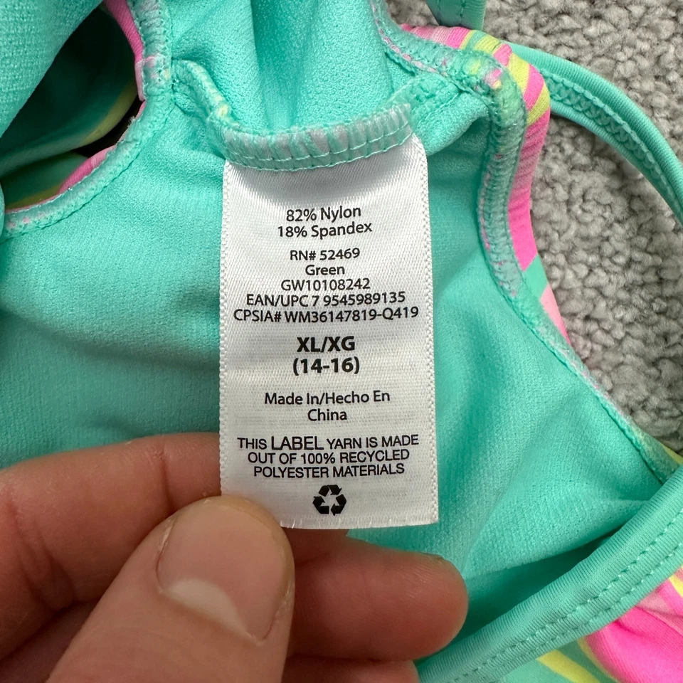 Traje de baño Wonder Nation de una pieza para niñas niños XL traje de baño a rayas múltiples playa Foto 4 de 4