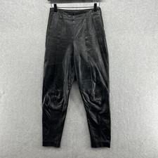 Wilsons Leather Pants Womens Size 6 Black High Rise Leather Side Zip Made USA