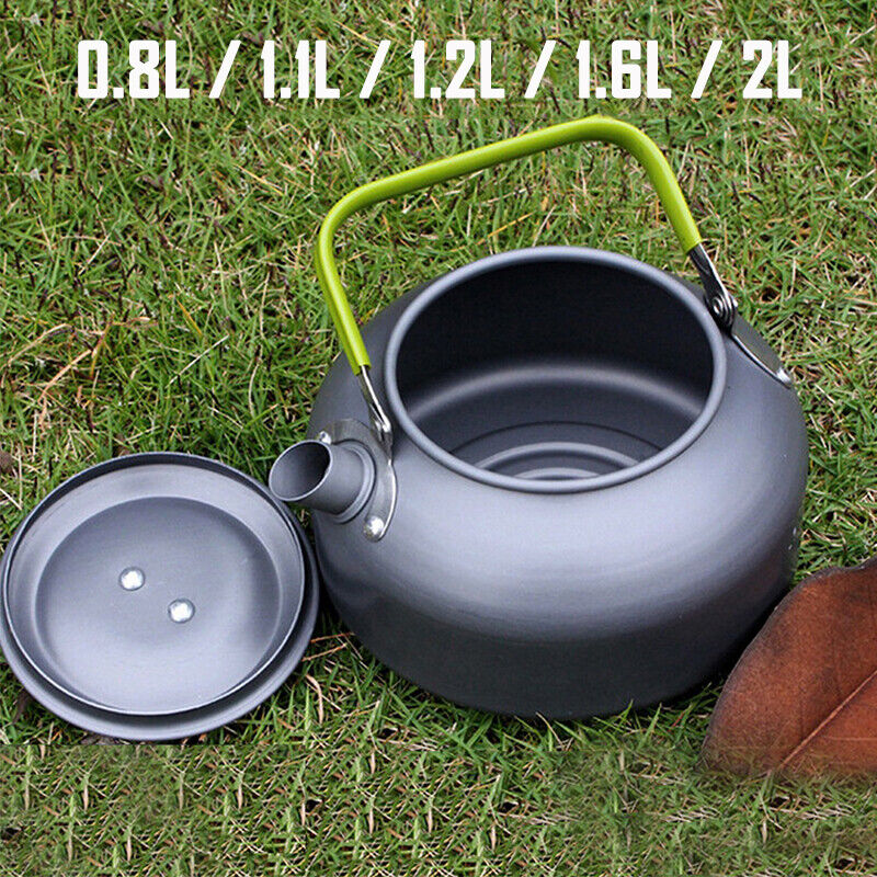 0.8/1.1/1.2/1.6/2L Outdoor Camping Teapot Kettle Water Hiking Survival  Cookware