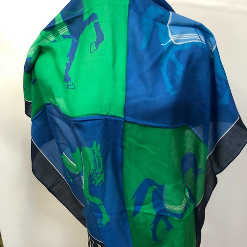 Lauren Ralph Lauren women signature equestrian wool silk square scarf - Picture 3 of 7