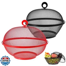 MAQUITA 2 Pcs Mesh Fruit Basket with Lid Fruit Cover Protective Countertop Pr
