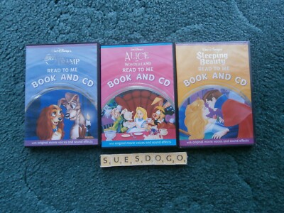 3 DISNEY READ TO ME BOOKS & CDS - SLEEPING BEAUTY LADY & THE TRAMP & ALICE - NEW