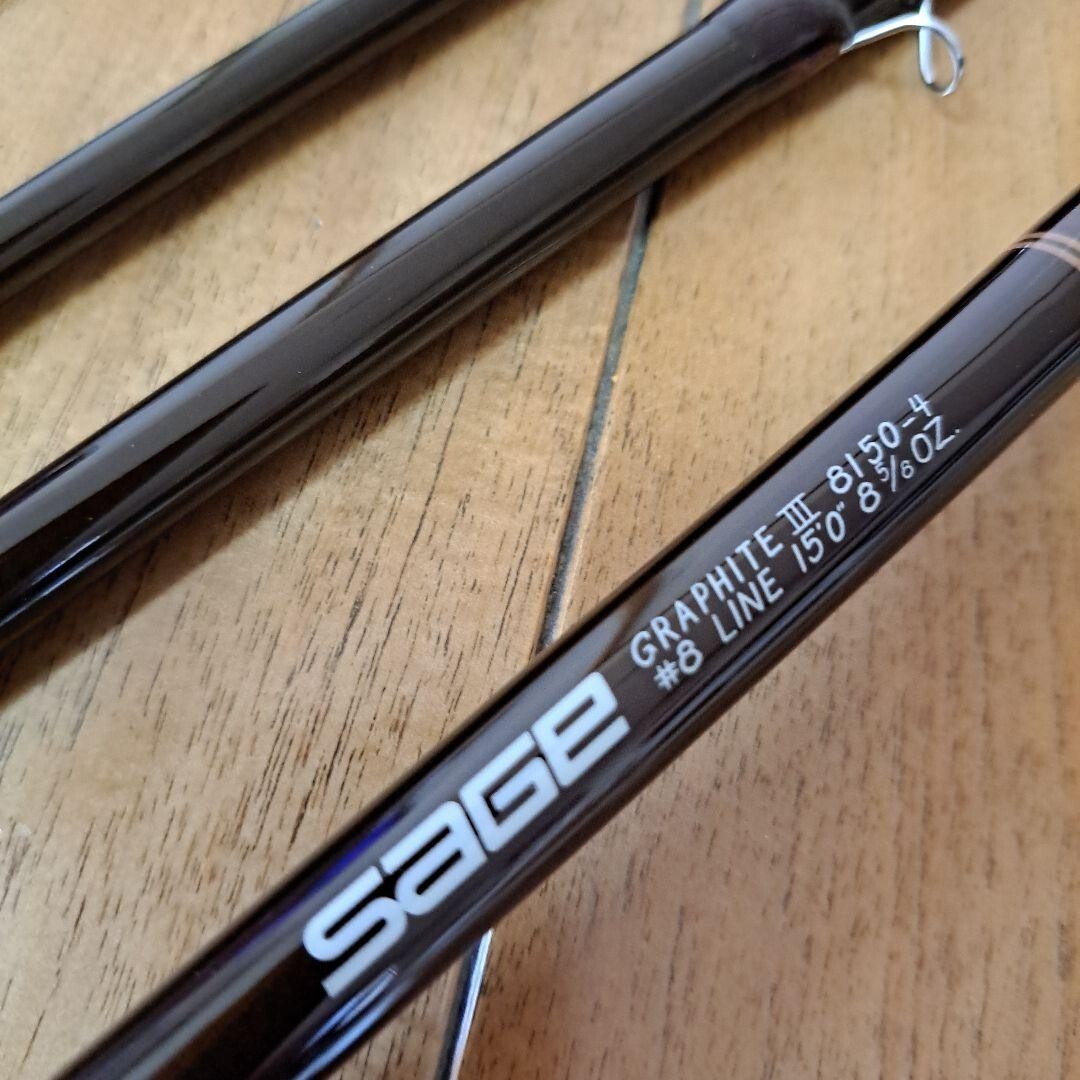 SAGE 8150-4 #8 15' Graphite III with stock aluminum case and SAGE 8150-4 #8 15' Graphite III with stock aluminum case and