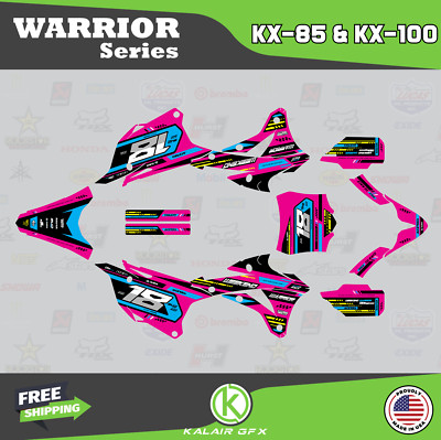 Graphics Kit for KAWASAKI KX85 KX100 2014-2021 Warrior - Magenta Blue