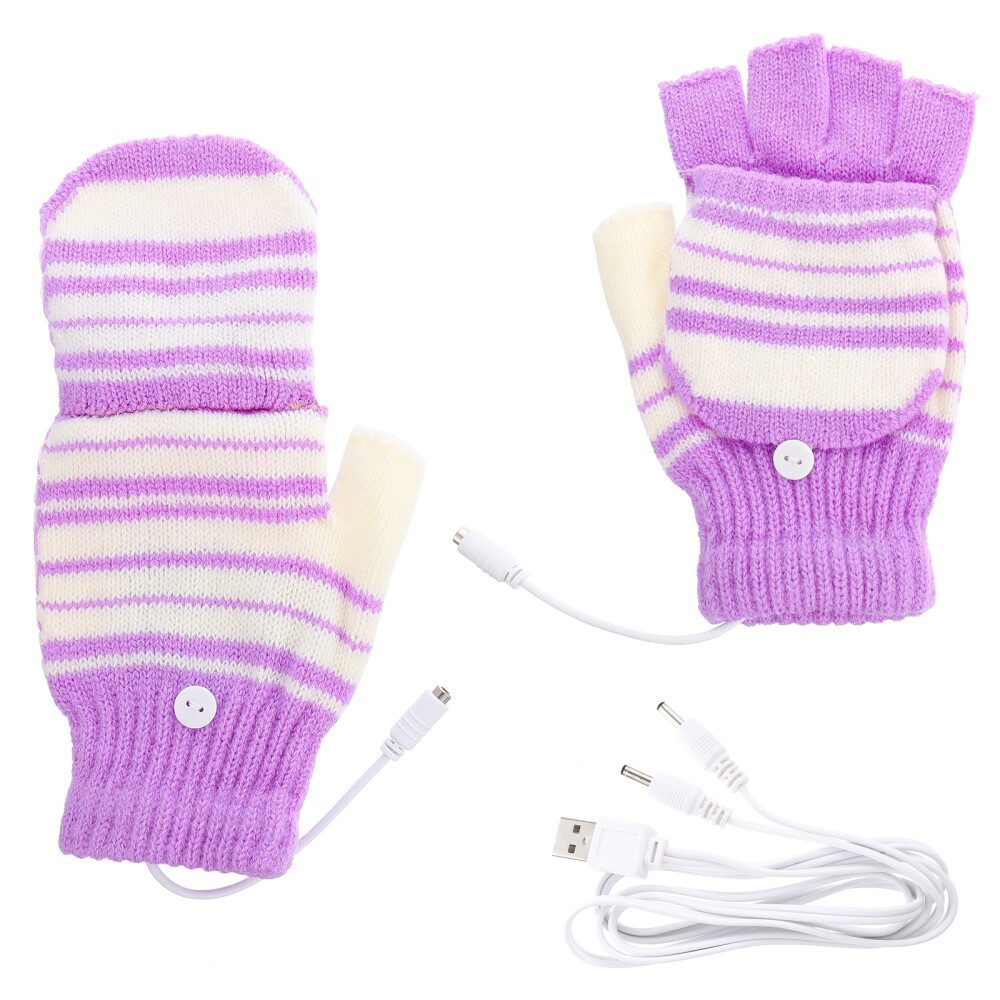 Women Mitten Winter Hands Warmer Heated Finger Gloves Usb Fingerless