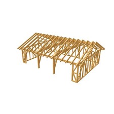 Holzgarage - Hoff, Satteldach KVH 11,00 x 8,00 m als Bausatz, kleine Holzhalle