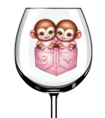 12x Affe in Tasche Valentinstag Weinglas Van Vinyl Aufkleber Abziehbilder a6693