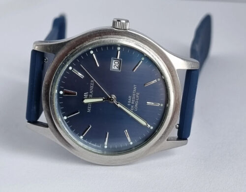 Vintage 1990 German Meister Anker 796.919 Blue Dial Men's Quartz Watch