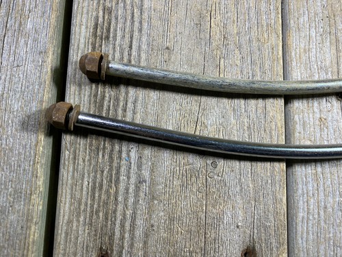 VINTAGE ANTIQUE BIKE BICYCLE THRUST BARS & BRACKET FOR FRONT FORK FORKS USED - Picture 7 of 10