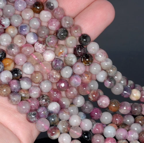 CUENTAS SUELTAS REDONDAS DE PIEDRAS PRECIOSAS DE TURMALINA DE 6 MM 15,5" - Imagen 1 de 4