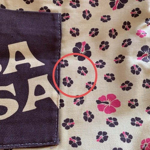 ALBA ROSA Tote Bag Women Hibiscus Brown yellow pink 16.3×12.2in - Picture 3 of 9