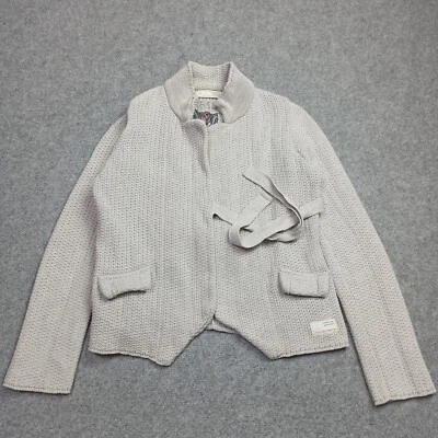 Odd Molly Crochet Cardigan Taille 1 - S GRIS coton Drapé Cravate Pull 828 Petit - Photo 1/4