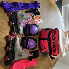 Vintage lightning rollerblade Size 5 With Gear And Bag
