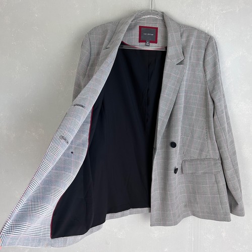 The Limited size 16 double breasted blazer gray red plaid career wear - Picture 11 of 13