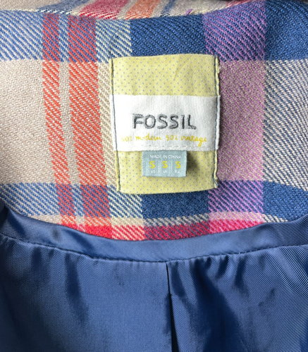 Chaqueta FOSSIL Estilo Vintage Lana Cuadros Berkley Chaquetón Academia Pequeña Retro - Imagen 2 de 8