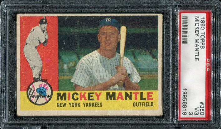PSA 3 VG 1960 TOPPS MICKEY MANTLE #350 YANKEES HOF 56818 B155