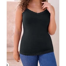 NWT Land Bryant Lace Trim at Neck Camisole Black Still factory folded in bag
