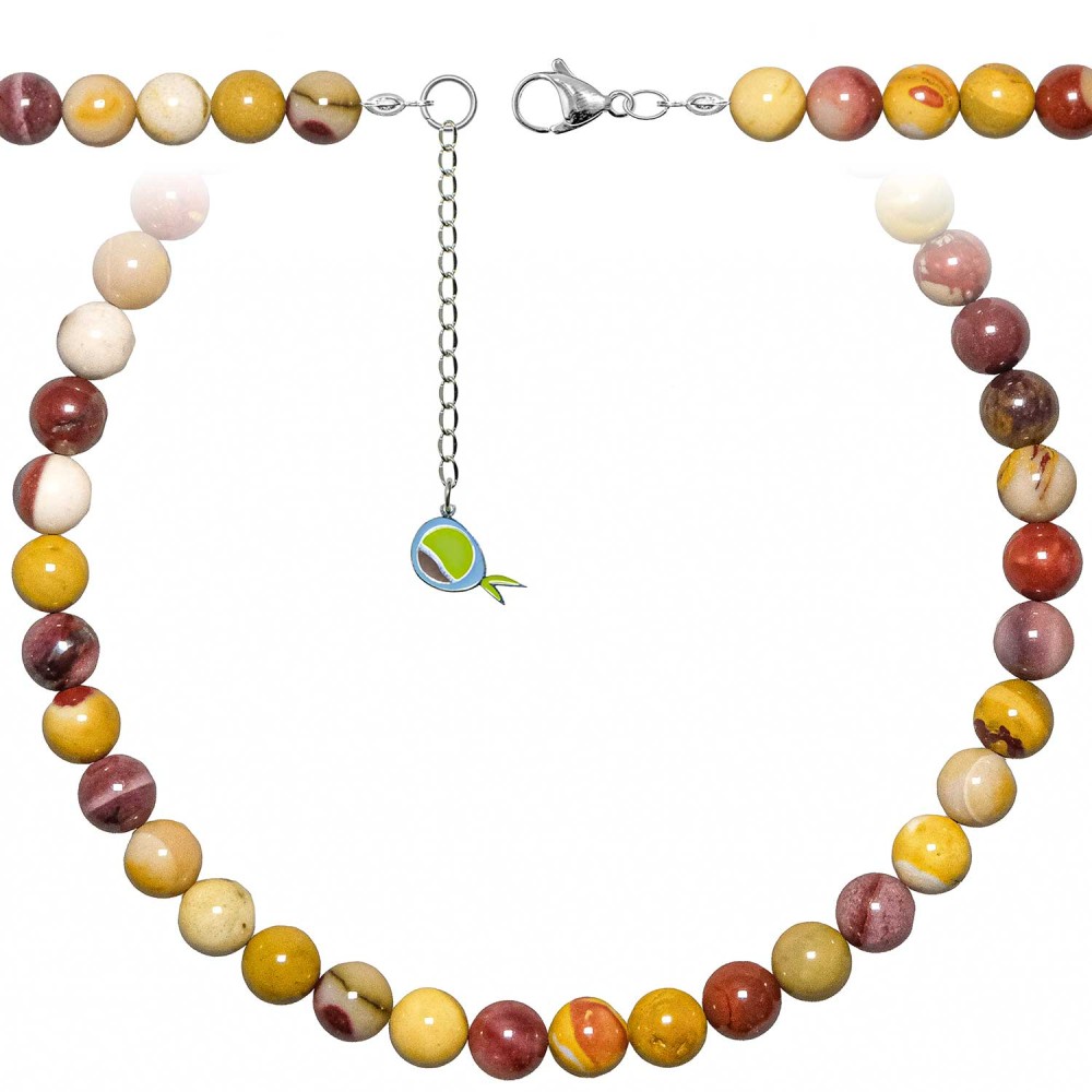 Collier en jaspe mokaite, perles 10 mm chaudes pour sublimer votre style