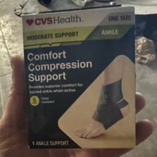 CVS Health Compression Support Ankle Brace Black One Size Odor Resistant