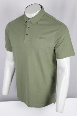 Hurley Men's One & Only Polo Short Sleeve Shirt Iguana Green Embroidered Cotton
