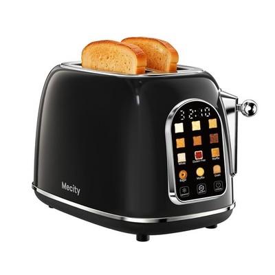 Mecity Toaster 2 Slice, Touch Screen Wide Slot Retro 2 Jet Black