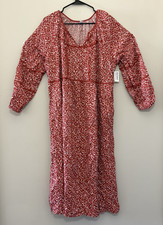 Old Navy Red Floral Midi Dress 2X With Pockets 3/4 Sleeves Summer & Fall - NWT