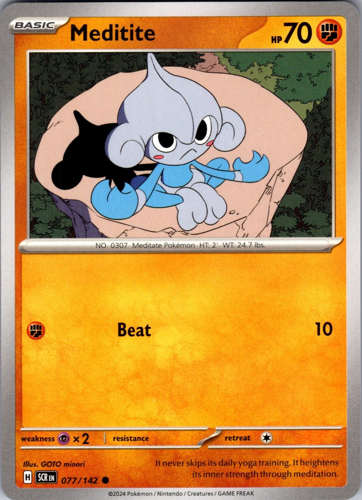 Meditite Stellar Crown 77/142 Common Pokemon Near Mint