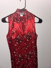 Breakin Loose Red Floral Sleeveless Cheong-sam Dress Women Size S/M