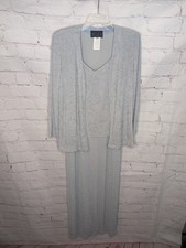 Alex Evenings 2 Piece Sparkly Blue Formal Long Dress Size 10 Mother Of The Bride