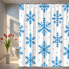 Blue Snowflake Shower Curtain for Winter Decor and Holiday Style