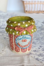 Pot à ustensiles vintage en résine style barbotine - Bocal « Confiture »
