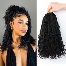 Lickran Goddess Box Braids Crochet Hair 12" Pre Looped 8 Packs Curly Ends for