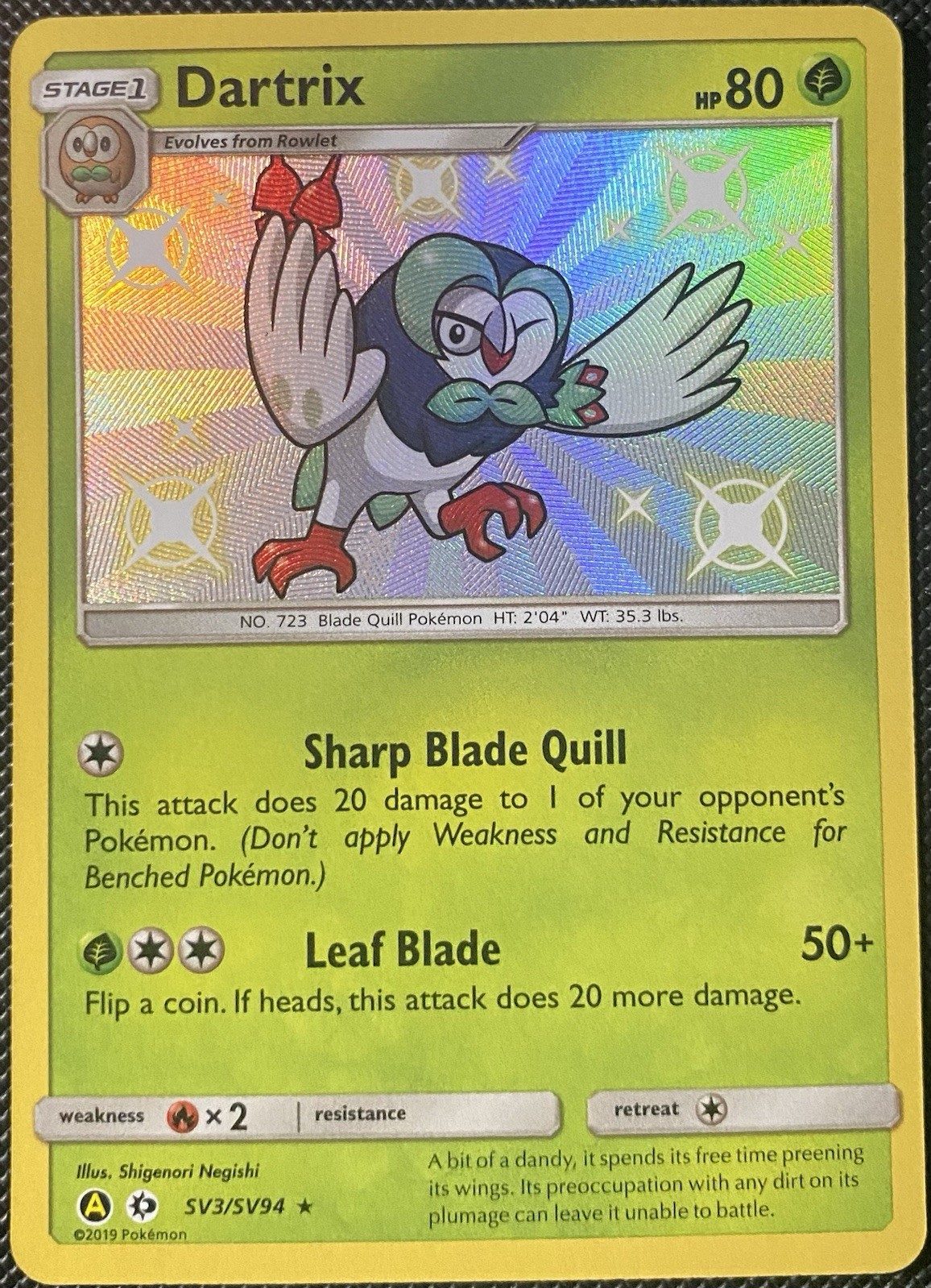 Dartrix SV3/SV94 Hidden Fates: Shiny Vault Holo - Pokémon Card