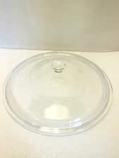 MINT VINTAGE LARGE ROUND CLEAR GLASS REPLACEMENT LID USA 31 - O.D 12" ID 11"