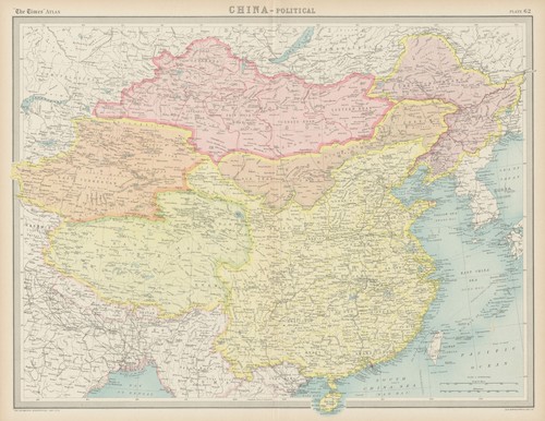 China political. Tibet Sin Kiang Inner/Outer Mongolia Manchuria. TIMES 1922 map
