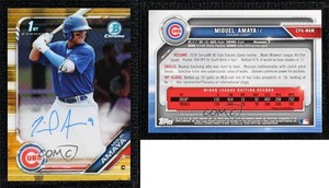 2019 Bowman Chrome Prospect Auto Gold Refractor /50 Miguel Amaya #CPA-MAM Auto