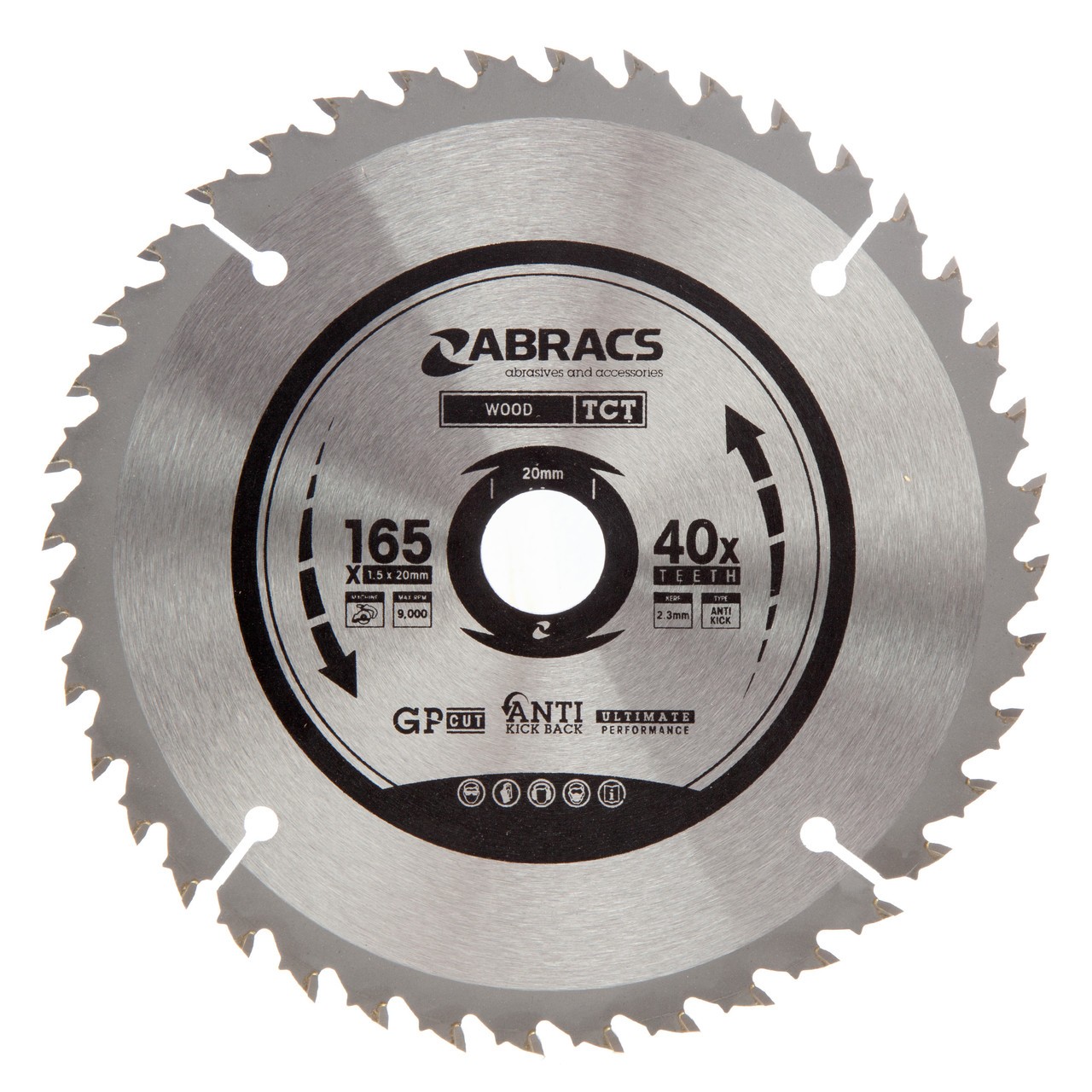 Abracs TCT Circular Saw Blade for Wood 165 x 20mm x 40T TCT16540