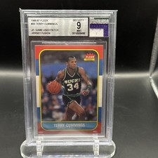 1986-87 Fleer Jersey Fusion #20 Terry Cummings GU Patch BGS 9-RARE Card grade!