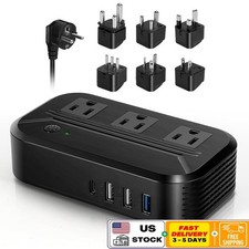 2300W Voltage Converter Travel Adapter Step Down 220V to 110V 4 USB 3 AC Outlets