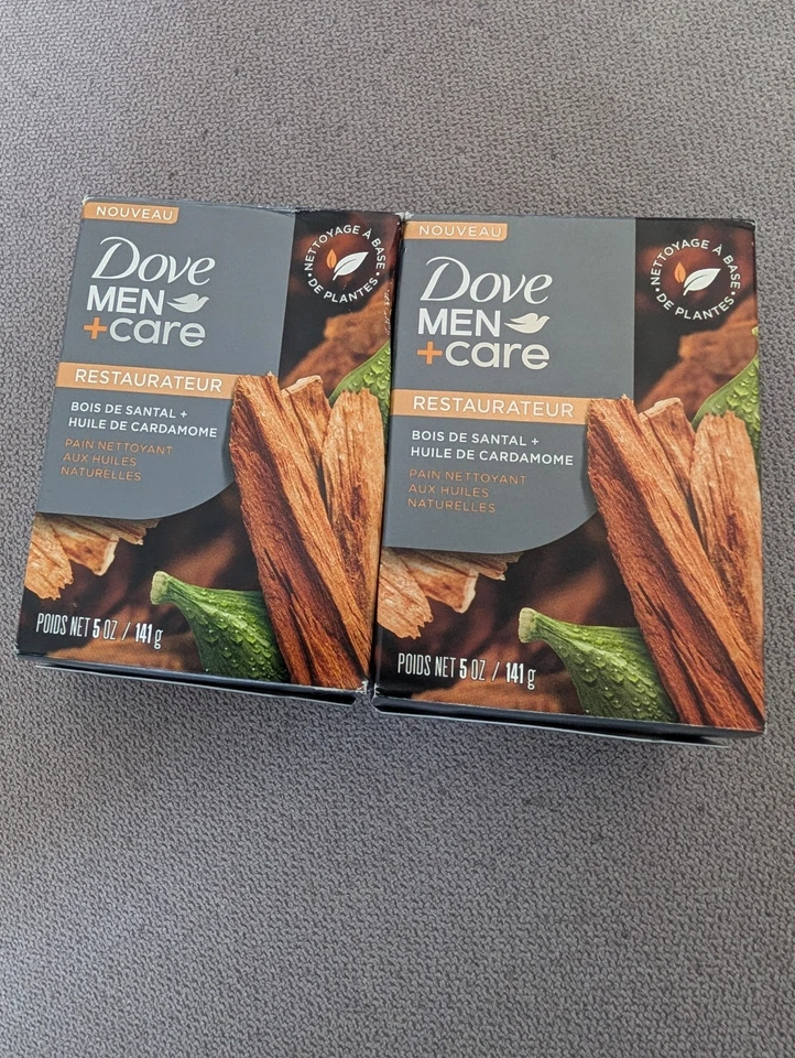 2X Barra limpiadora Dove Men Care Restore - 5 OZ - Aceite de sándalo y cardamomo Foto 2 de 2