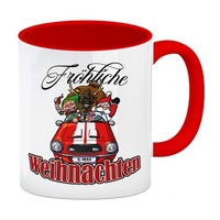 FröHliche Weihnachten Kaffeebecher Rot Mit Lustigem Weihnachtsmotiv