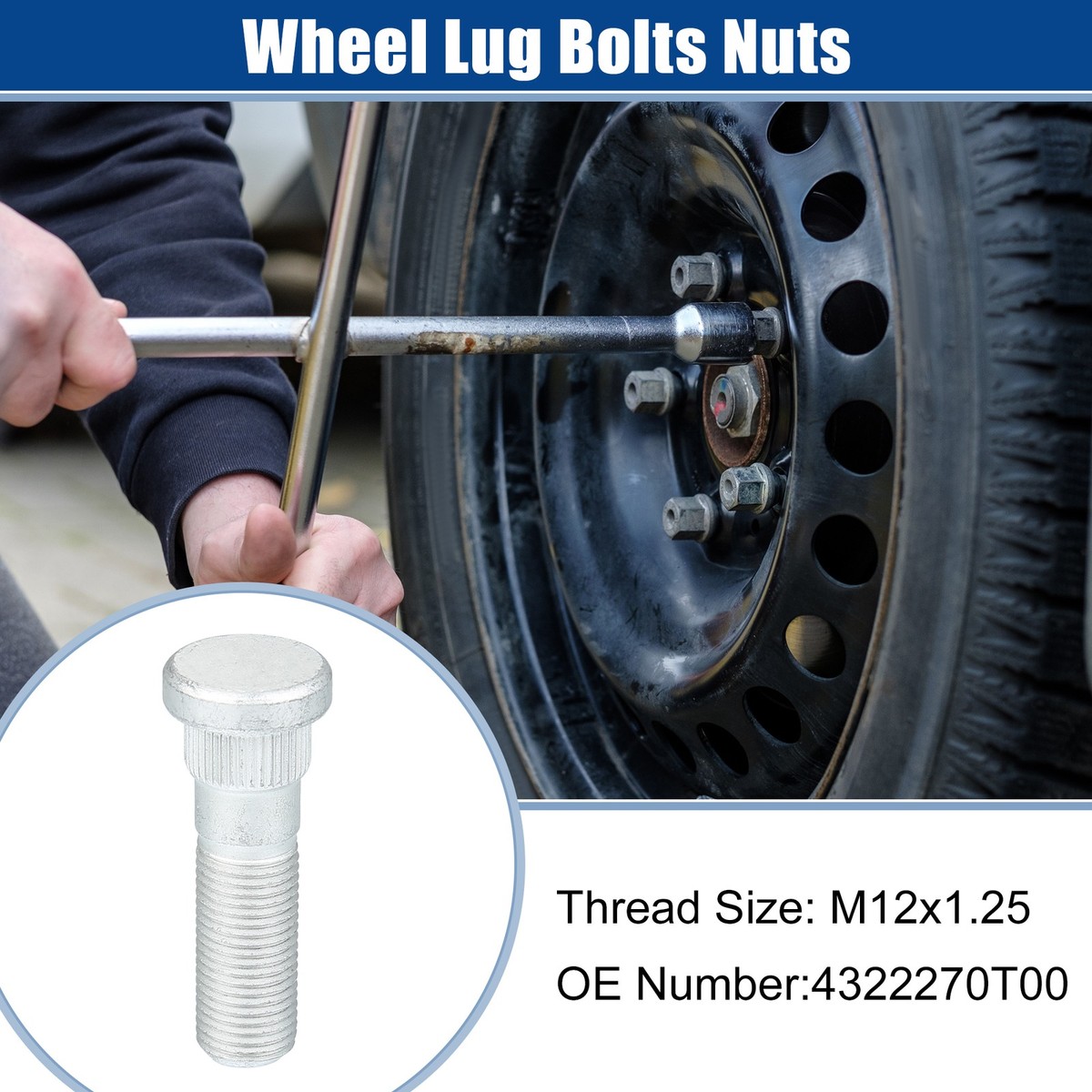 M12x1.25 Wheel Lug Bolts Nuts Fit for Nissan Sentra 1995