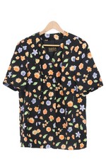 EUGEN KLEIN Damen Blazer 42/XL Mehrfarbig Blumenmuster Elegant Vintage Kurzarm