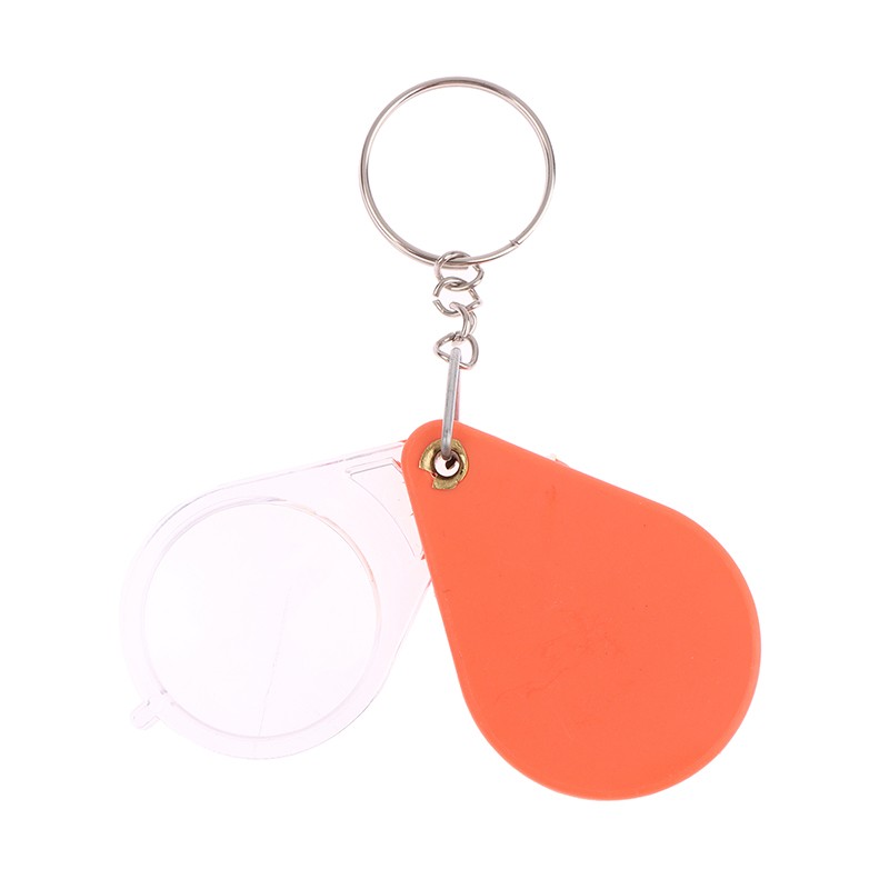 Pocket Orange Magnifying Glass Small Handheld Folding Keychain Magnifier