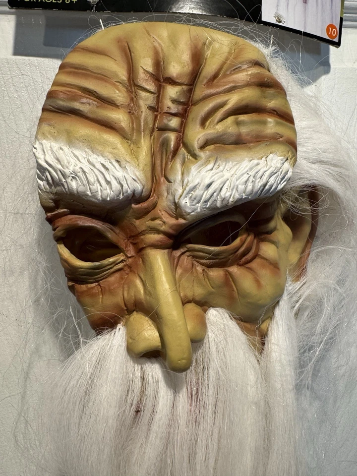 Vintage Old Man 👴 Halloween Mask With White Long Hair Beard And Pink Puffy Lips - Image 2 of 4