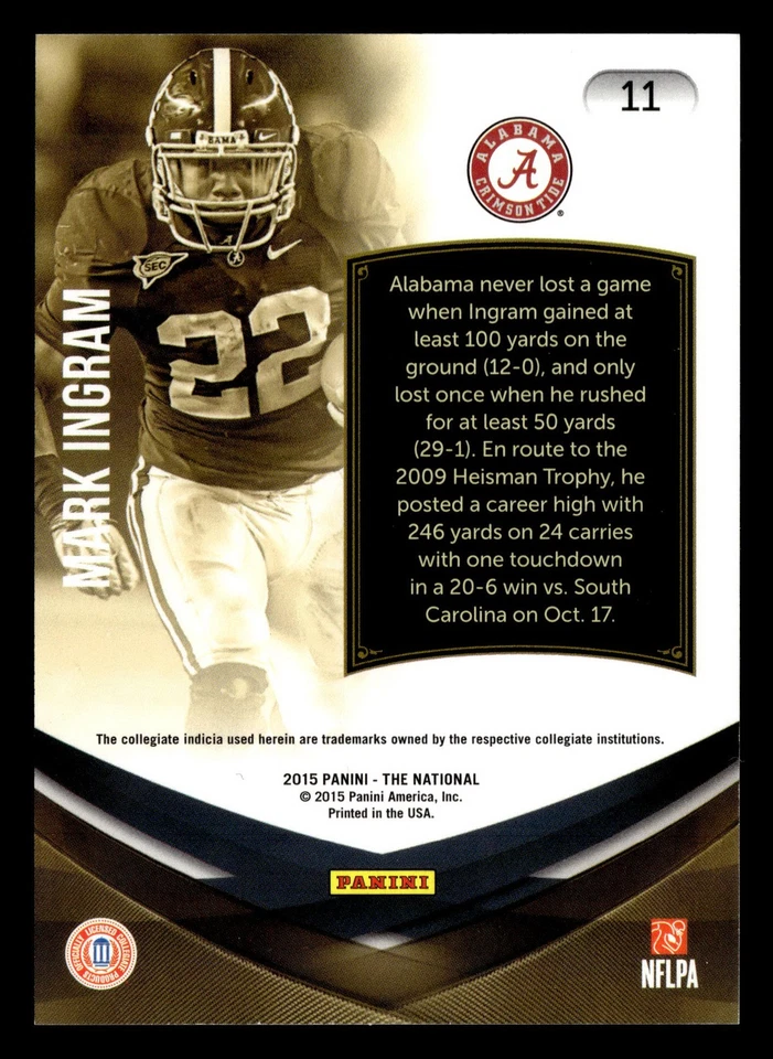 Mark Ingram 2015 Panini The National #11 Alabama Crimson Tide FOOTBALL *233 - Image 2 of 2