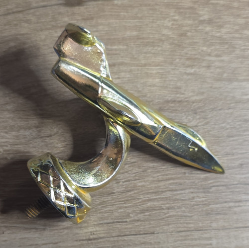Gold Tone Airplane Jet Hood Ornament Emblem w/ Mounting Stud