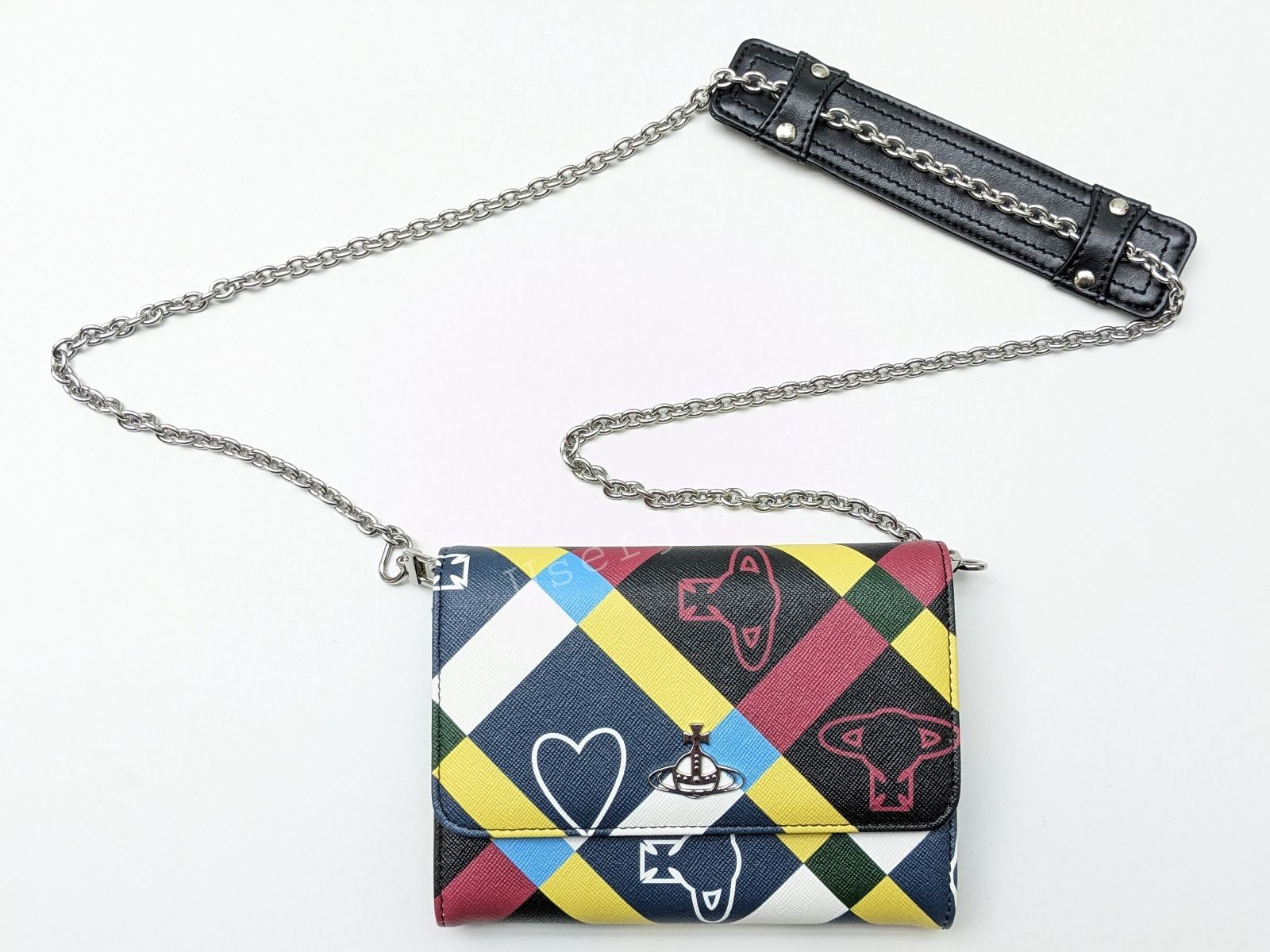 Vivienne Westwood Ella Check Orb & Heart Shape Crossbody Purse Bag RRP: £400